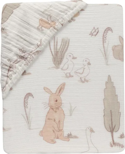 Vista 7 de Lambs & Ivy Signature Bunny Hop - Sábana bajera ajustable para cuna de algodón orgánico