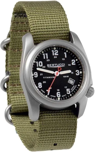 Vista 3 de BERTUCCI A-2T Reloj Hombre - Titanio - Correa de Nylon Oliva - Esfera Negra - 12122, Negro -, Deportes