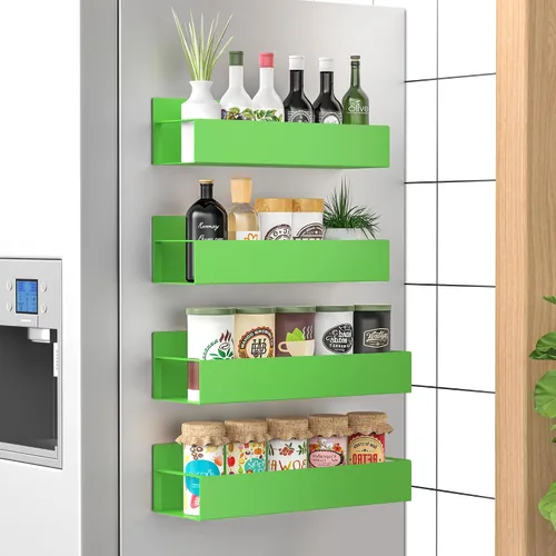 Vista 40 de HuggieGems Paquete de 6 organizadores magnéticos de almacenamiento de especias para refrigerador y horno, organizadores negros para nevera