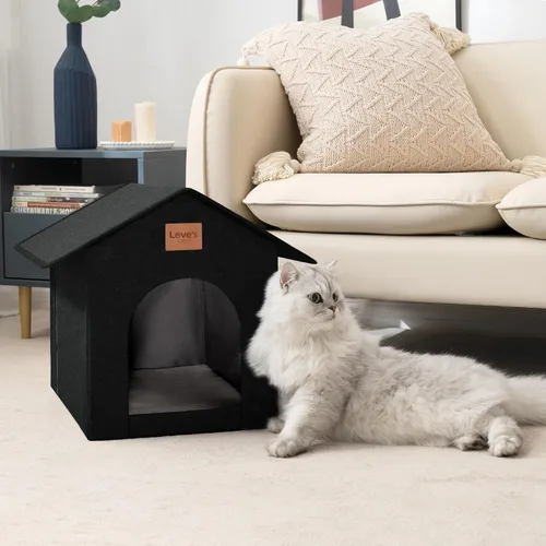 Vista 7 de Love's cabin - Casa para gatos al aire libre resistente a la intemperie, aislada, para invierno, impermeable, para gatos de interior, refugio