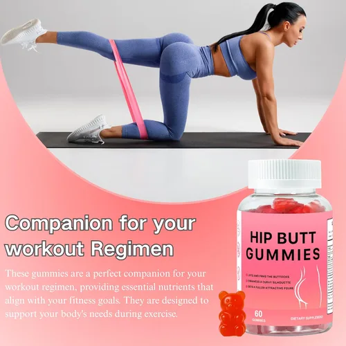 Vista 3 de Hip BBL - Gomitas para el cuerpo de las mujeres, mezcla de 60 gomitas de botín con vitamina C y zinc