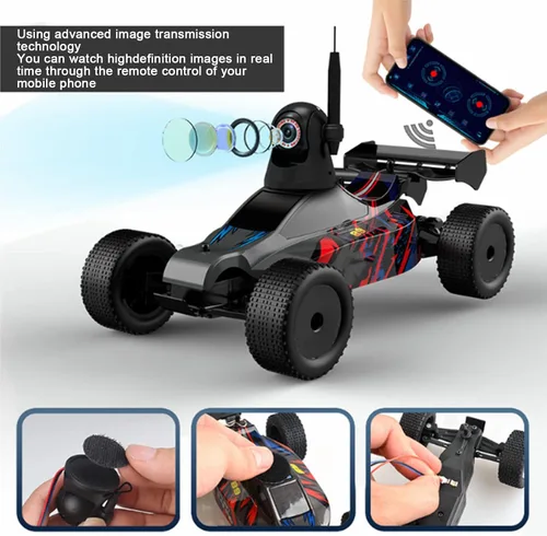 Vista 2 de SUNGOOYUE Cámara WiFi de ángulo ajustable 720P HD para RC Car Picnics Senderismo Viajar, Cámara de control remoto RC para F3 F4 1:24 RC Car