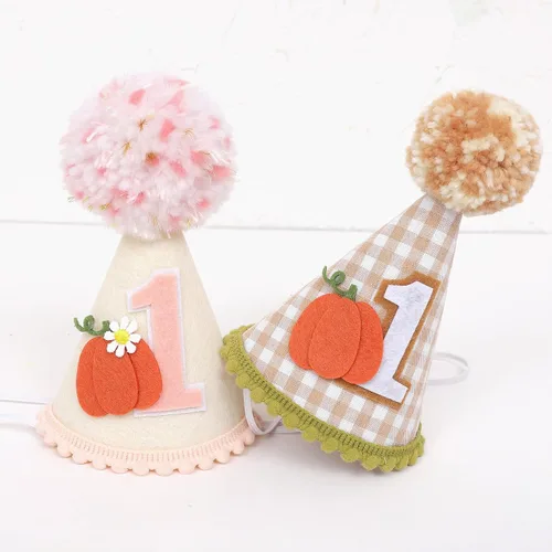 Vista 4 de Sombrero de calabaza para el primer cumpleaños para niños, decoración de primer cumpleaños de otoño, sombrero de primer cumpleaños, decoración