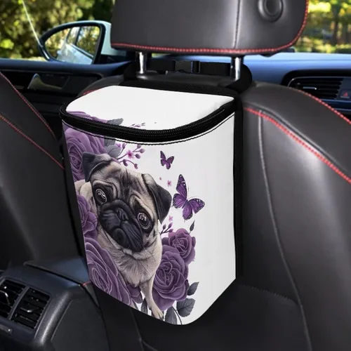 Vista 13 de Talayituse Cubo de basura portátil con estampado de camuflaje de bandera estadounidense, accesorios interiores de vehículos multifuncionales
