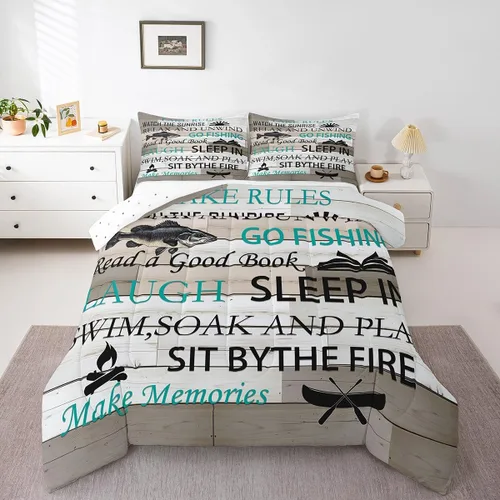 Vista 18 de Juego de edredón Lake House tamaño Twin, juego de ropa de cama náutica de navegación con ancla de 2 piezas para decoración de habitación de niños