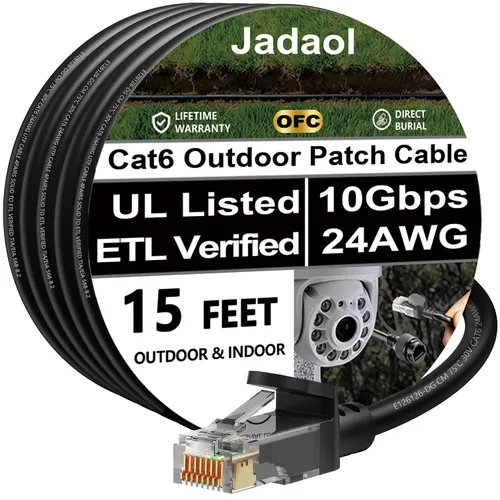 Vista 11 de Cable Ethernet Cat 6 de 1 pie (paquete de 6), para exteriores e interiores, compatible con red Cat7 de 10 Gbps, cable de conexión LAN plano