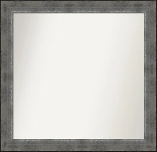 Vista 59 de Amanti Art Espejo de baño plateado para sobre el fregadero, 24 x 24 pulgadas, espejo cuadrado de peltre forjado a medida, marco de madera casual