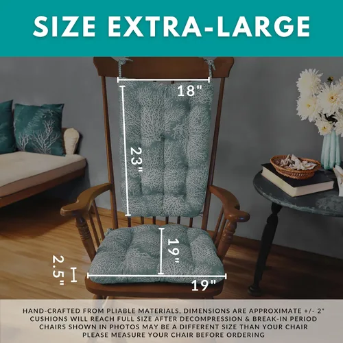 Vista 6 de Barnett Home Decor Madrid Aqua - Cojines para silla mecedora, extra grandes, cojín de espuma de látex de 19 x 19 pulgadas y cojín de respaldo de 23