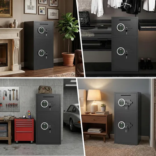 Vista 9 de Caja fuerte de seguridad digital extra grande de 6.0 pies cúbicos, resistente al fuego, impermeable, con ranura para depósito, alarma antirrobo