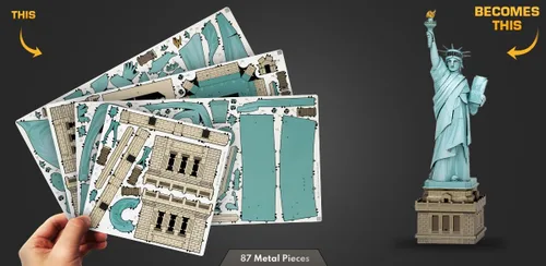 Vista 3 de Fascinations Metal Earth Premium Series Estatua de la Libertad 3D Kit de modelo de metal con pinzas