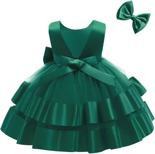 Vista 14 de 3M-6T Vestido de Concurso con Volantes de Encaje sin Espalda para Bebé Niña Vestido Tutú para Niña Pequeña Vestidos de Fiesta de Tul con Flores