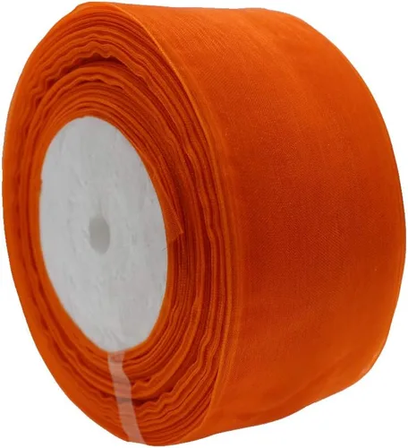 Vista 5 de Cinta de organza de 1 pulgada, 50 yardas, cinta transparente brillante para envolver regalos, decoración y manualidades (1 pulgada, 625039 negro)
