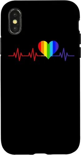 Vista 5 de Gay EKG Pulse Heartbeat Pride Flag y Queer LGBTQ Rainbow Case para iPhone 17