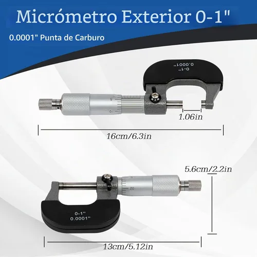 Vista 3 de WFLNHB 0-1" Precisión Fuera Micrómetro 0.0001" Carburo con punta