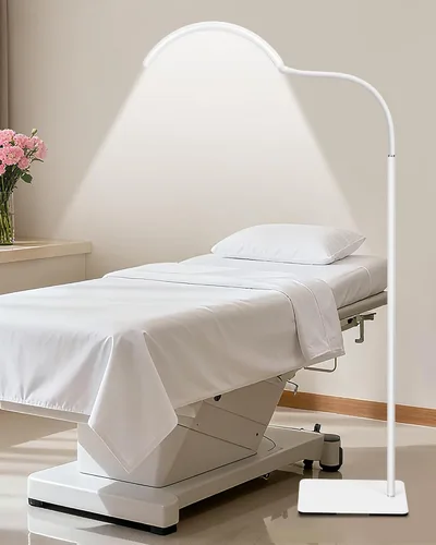Vista 8 de Luz de Piso LED Media Luna - Lámpara Profesional Sin Sombras, Ajustable para Técnicas de Pestañas, Esteticistas y Tatuadores Extensiones