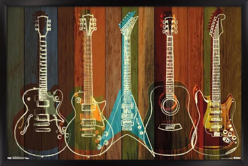 Vista 7 de Trends International Póster de pared de guitarras para pared, 14.725 x 22.375 pulgadas, versión enmarcada de madera de granero Versión enmarcada