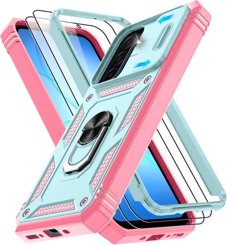 Vista 213 de Gritup Funda para Google Pixel 6 con cubierta deslizante para cámara y protector de pantalla (2 unidades), soporte de anillo giratorio 360°, funda