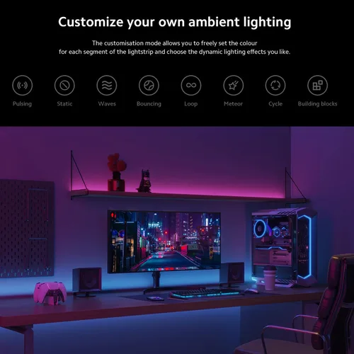 Vista 5 de Xiaomi Tira de luz inteligente (6.6 pies), compatible con Alexa, Google Assistant, aplicación Apple Homekit Home, compatible con WiFi