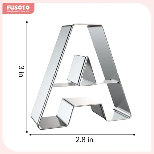 Vista 4 de FUSOTO Juego de 26 cortadores de galletas de letras del alfabeto, para hacer manualidades con galletas y tartas del alfabeto, cortadores de galletas