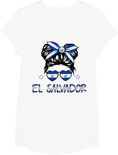 Vista 18 de Camiseta de El Salvador para Niñas Bandera Patrimonio Hispano Salvadoreño