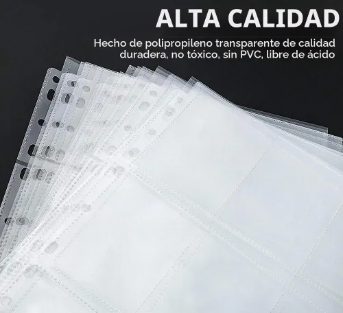 Vista 3 de 100 páginas para tarjetas coleccionables con 9 bolsillos, 11 agujeros, para carpetas de 3 anillas 9 bolsillos por página, 11 agujeros perforados