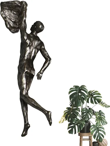 Vista 6 de Arte de pared de hombre escalador, esculturas modernas de pared de resina en 3D, esculturas creativas de pared de hombre escalador, estatua