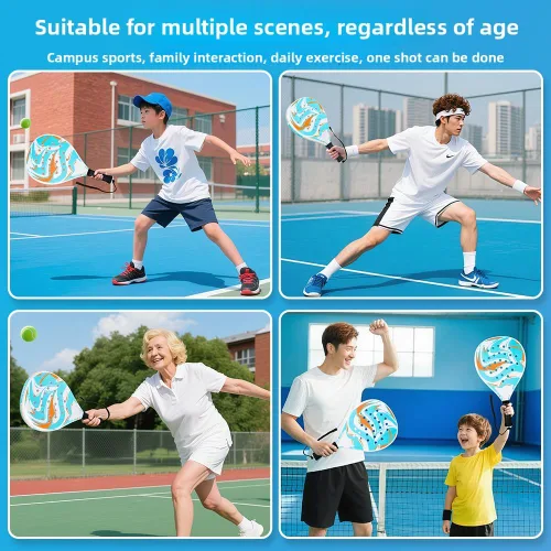 Vista 4 de Raqueta de pádel – superficie ABS y núcleo de espuma EVA, raquetas de pádel de playa para adultos – al aire libre, arena, patio trasero, diversión