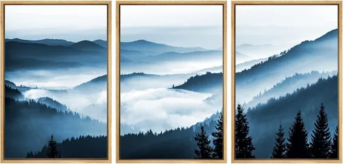 Vista 129 de SIGNWIN Lienzo enmarcado para pared, juego de arte tranquilo con reflejo de lago, acuarela, montaña y agua, ilustraciones modernas, arte abstracto