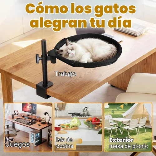 Vista 7 de Topmart Cama de escritorio para gatos con rotación de 360° y altura