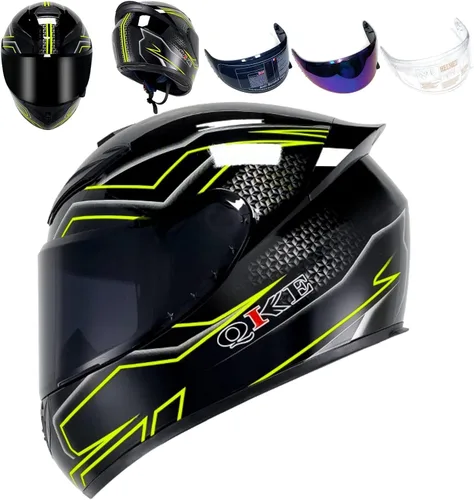 Vista 15 de HTLNUZD - Casco de motocicleta de cara completa, compatible con Pinlock, viseras transparentes y tintadas, modelo aprobado por DOT, casco de moto