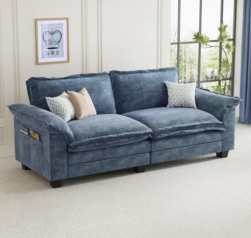 Vista 16 de KKL Sofá Seccional Modular de 89 Pulgadas, Sofá de Amor de 2 Asientos Sofá Nube con Asiento Profundo, Sofás Seccionales de Chenilla para Sala