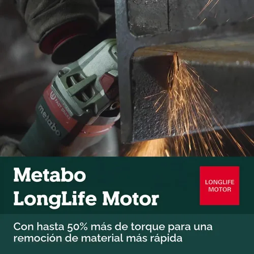 Vista 8 de Metabo WEV15-125 HT Amoladora angular, con traba, de 13.5 amperes, con 2800 a 9600 revoluciones por minuto, con elementos electrónicos y alto par