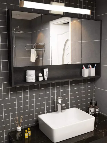 Vista 10 de Lámpara de tocador de baño de níquel cepillado, cuadrada, LED, 60 cm (24 pulgadas), 14 W, luz blanca natural, 4000 K, barra de luz para espejo