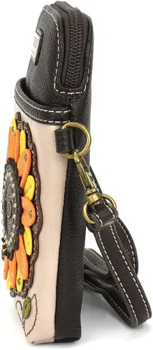 Vista 3 de CHALA Bolso cruzado para teléfono celular, bolso de lona multicolor para mujer con correa ajustable, Girasol - Taupe, Bandolera