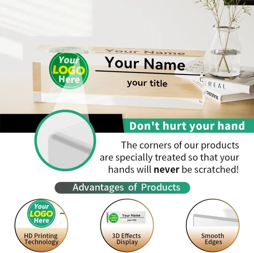 Vista 4 de Placa de nombre personalizada para escritorio MXZLBY Regalos para oficina Decoraciones de oficina para el trabajo Personaliza tus placas
