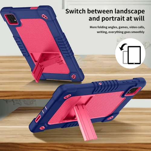 Vista 4 de Funda protectora para tableta Revvl Tab 5G de Tmobile Revvl Tab 5G, resistente correa de hombro de silicona y parte trasera dura a prueba de golpes