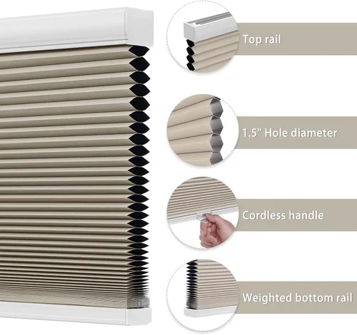 Vista 6 de Changshade - Persianas personalizadas de panal opacas sin cordones para ventanas interiores, persianas de panal para habitación con oscurecimiento