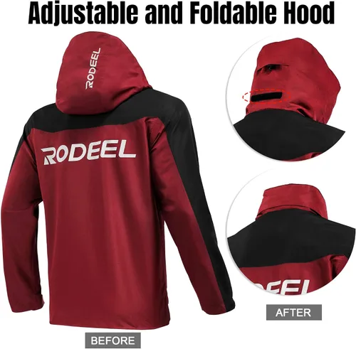Vista 2 de Rodeel Chaqueta rompevientos ligera para hombre resistente al agua con capucha para exteriores