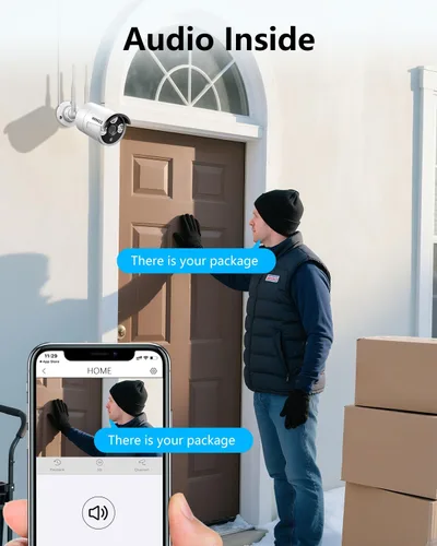 Vista 2 de Sistema de cámara de seguridad inalámbrica de 8 canales HD 1080P de 4 TB para uso en exteriores, 8 unidades de 1080P 2.0 megapíxeles inalámbricos