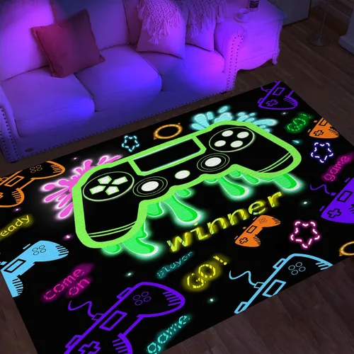 Vista 11 de Alfombras de área de juegos para niños, alfombras geniales para jugadores, adolescentes, alfombras grandes de videojuegos para dormitorio, consola