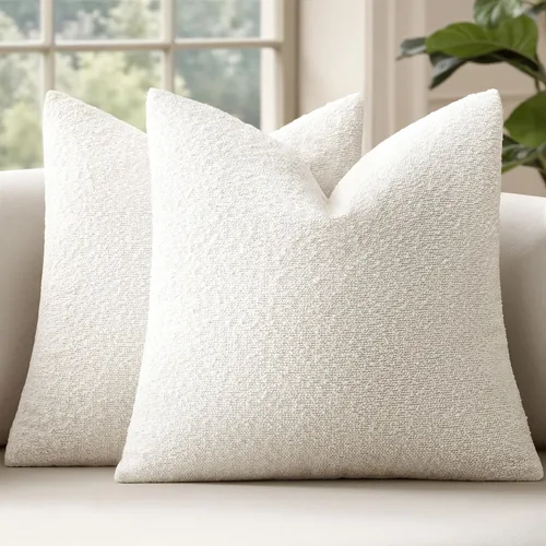 Vista 8 de MIULEE - Fundas de almohada decorativas para sofá lumbar de 16 x 16 pulgadas, color beige Set of 2 Textured Neutral Throw Pillow Covers, Accent