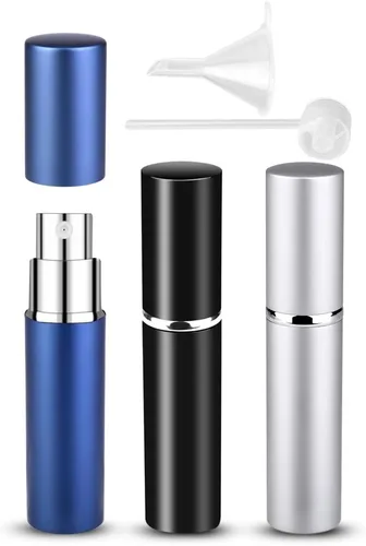 Vista 7 de Botellas atomizadoras de perfume de viaje recargables, 2 botellas de spray portátiles de 0.3 fl oz, atomizador de perfume recargables para después