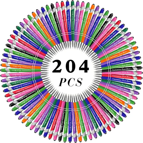 Vista 62 de Bolígrafos personalizados a granel con punta de lápiz capacitivo, 12 bolígrafos personalizados con logotipo de mensaje con nombre, bolígrafos