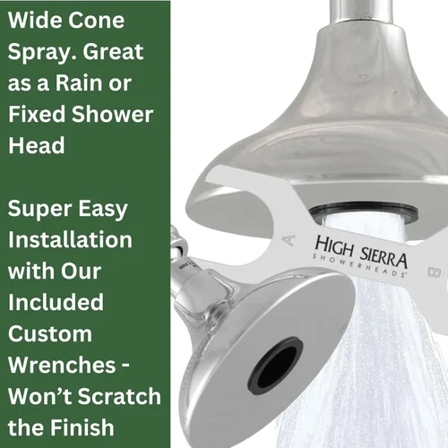 Vista 5 de High Sierra® HALF DOME® Metal sólido sin plomo 1.25 GPM galardonado. Cabezal de ducha de flujo ultra bajo. Boquilla patentada nunca se obstruye Oro