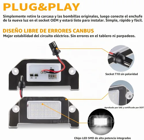 Vista 7 de Gempro Luces LED para matrícula, parachoques trasero, montaje de lámparas para Dodge Charger Challenger, Avenger Magnum Dart, 6000 K, color blanco