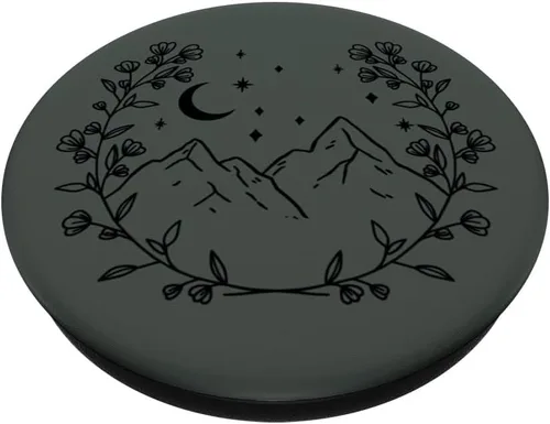 Vista 2 de Verde medianoche - PopSockets de montaña con estampado floral bohemio y chic