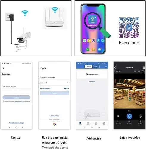 Vista 4 de Cámaras de seguridad de 5 MP inalámbricas, cámara WiFi para el hogar, impermeable al aire libre, detección de humanoides, visión nocturna a