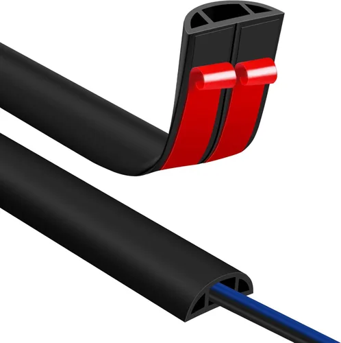 Vista 21 de JAHOMFAI Cubierta para cables de piso 1m de largo, cubiertas para cables en el suelo para proteger los cables y prevenir riesgos de caídas, fácil