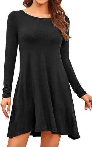 Vista 3 de HiMONE Vestido suelto casual de verano de manga larga con cuello redondo para mujer 2023