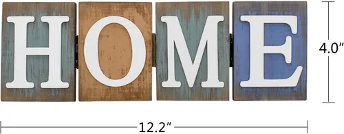 Vista 6 de Letrero de madera para el hogar, decoración de mesa, letreros decorativos independientes, bloque de palabras familiares, centro de mesa rústico